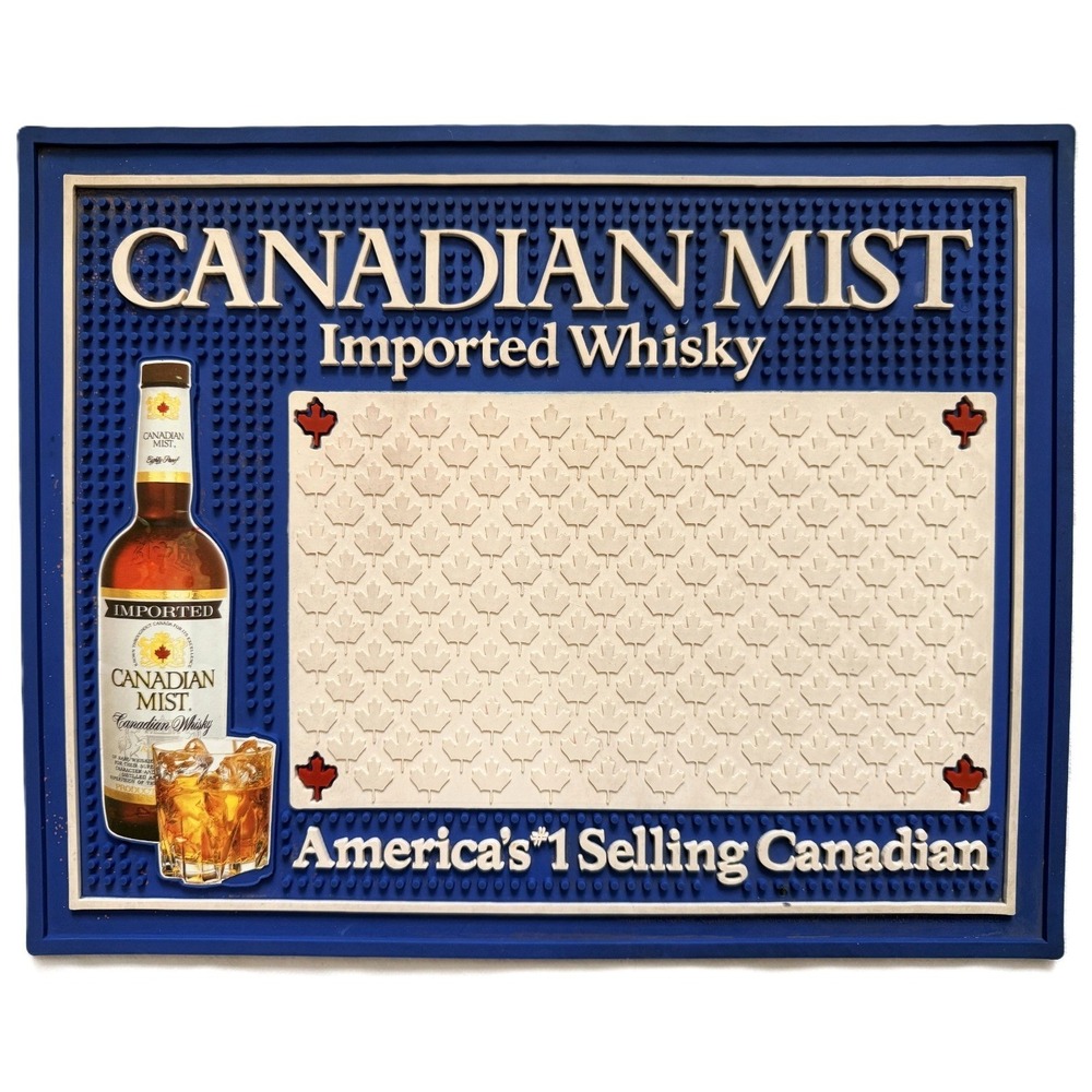 Vintage Canadian Mist Imported Canadian Whisky Large Rubber Bar Mat 12" x 16"